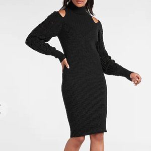 EXPRESS Women's Shoulder Cutout Turtleneck Midi Sweater Dress